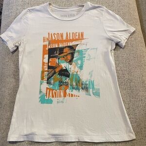 Jason Aldean Concert White Graphic T-Shirt Small fits like XS